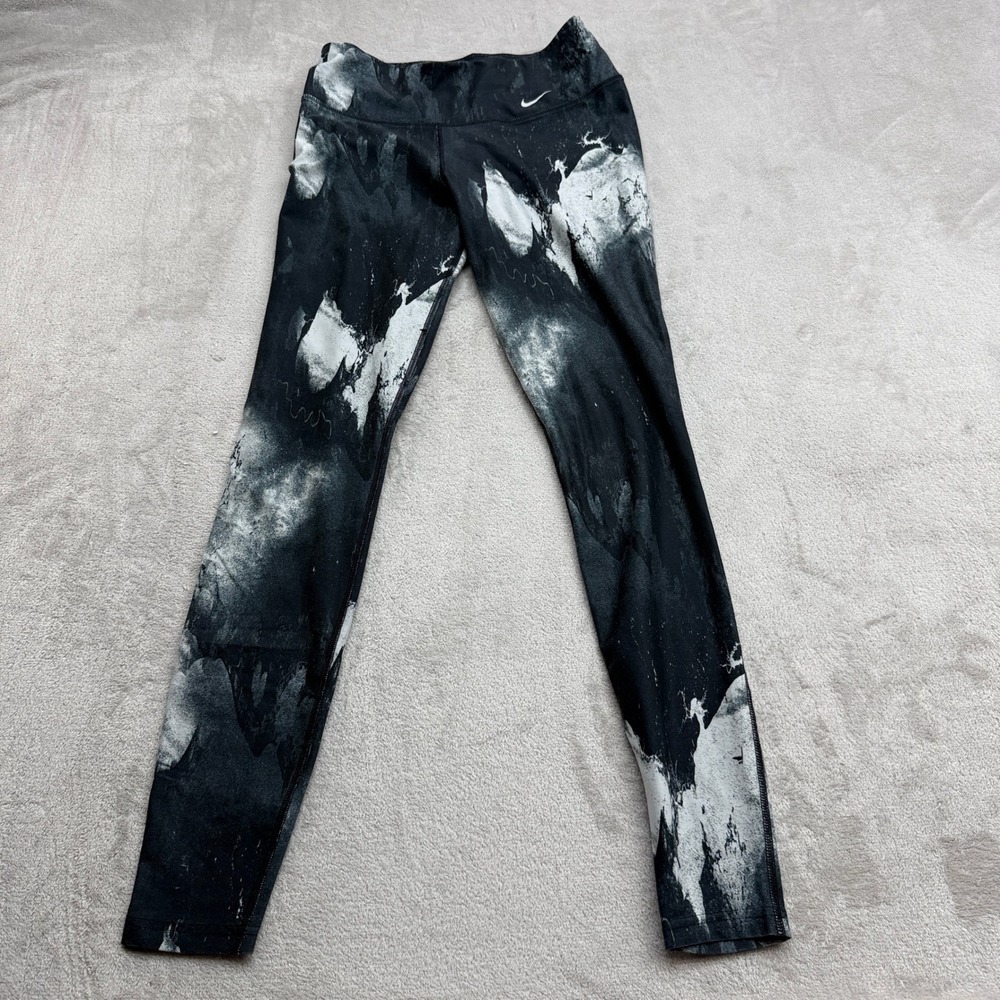 Nike Leggings Womens S Black White Dri-FIT Legend Pant Abstract Print Gym Yoga